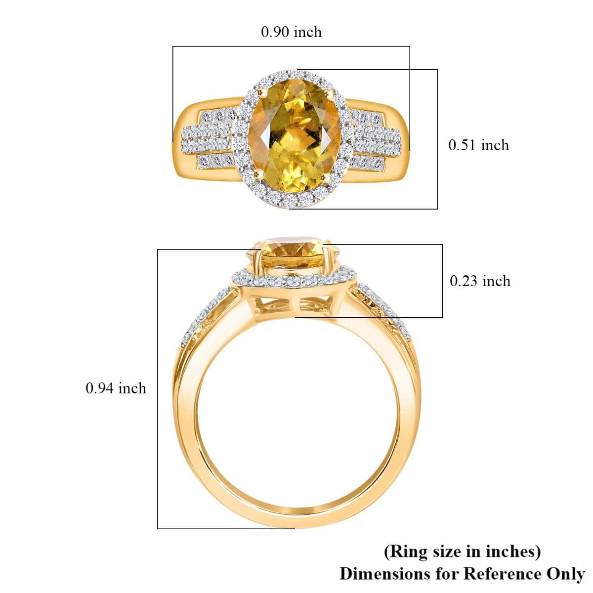 Brazilian Heliodor, White Zircon Ring in 18K Vermeil YG Over Sterling Silver (Size 10.0) 3.40 ctw image number 5