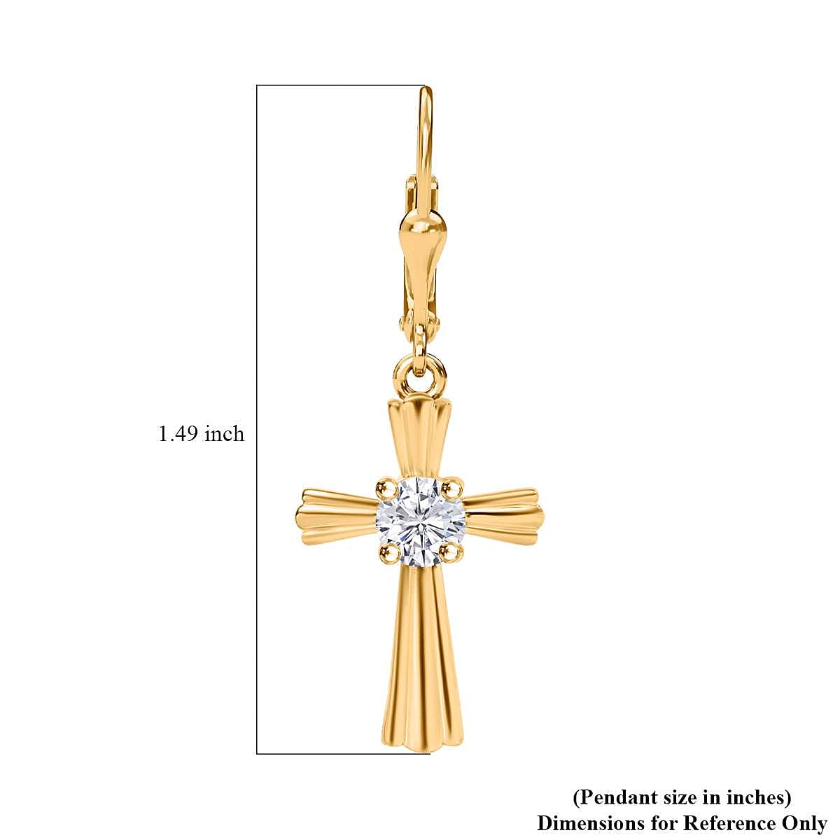 D'Joy Moissanite 0.90 ctw Cross Lever Back Earrings in 18K Vermeil Yellow Gold Over Sterling Silver
