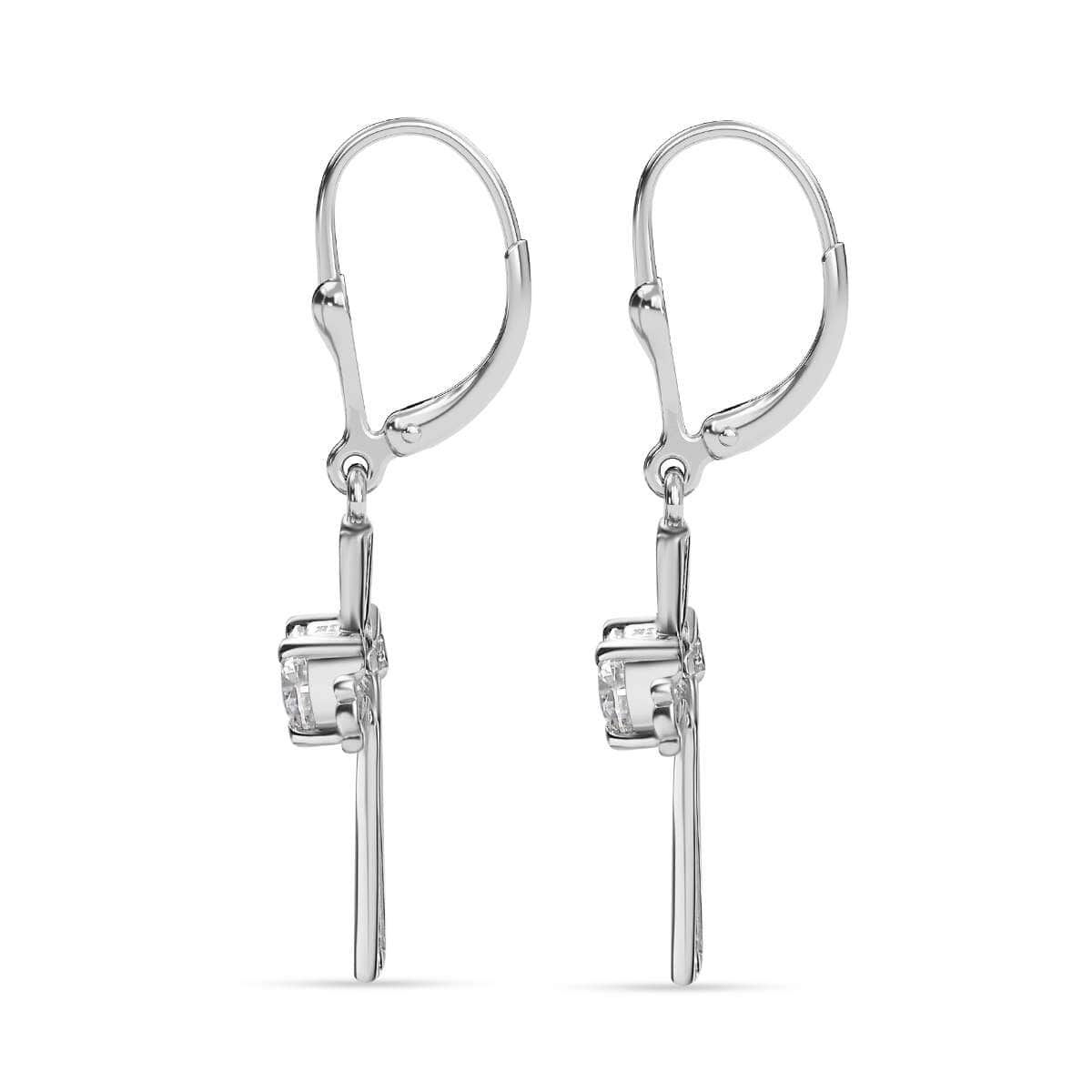 Moissanite 0.90 ctw Cross Lever Back Earrings in Rhodium Over Sterling Silver image number 4