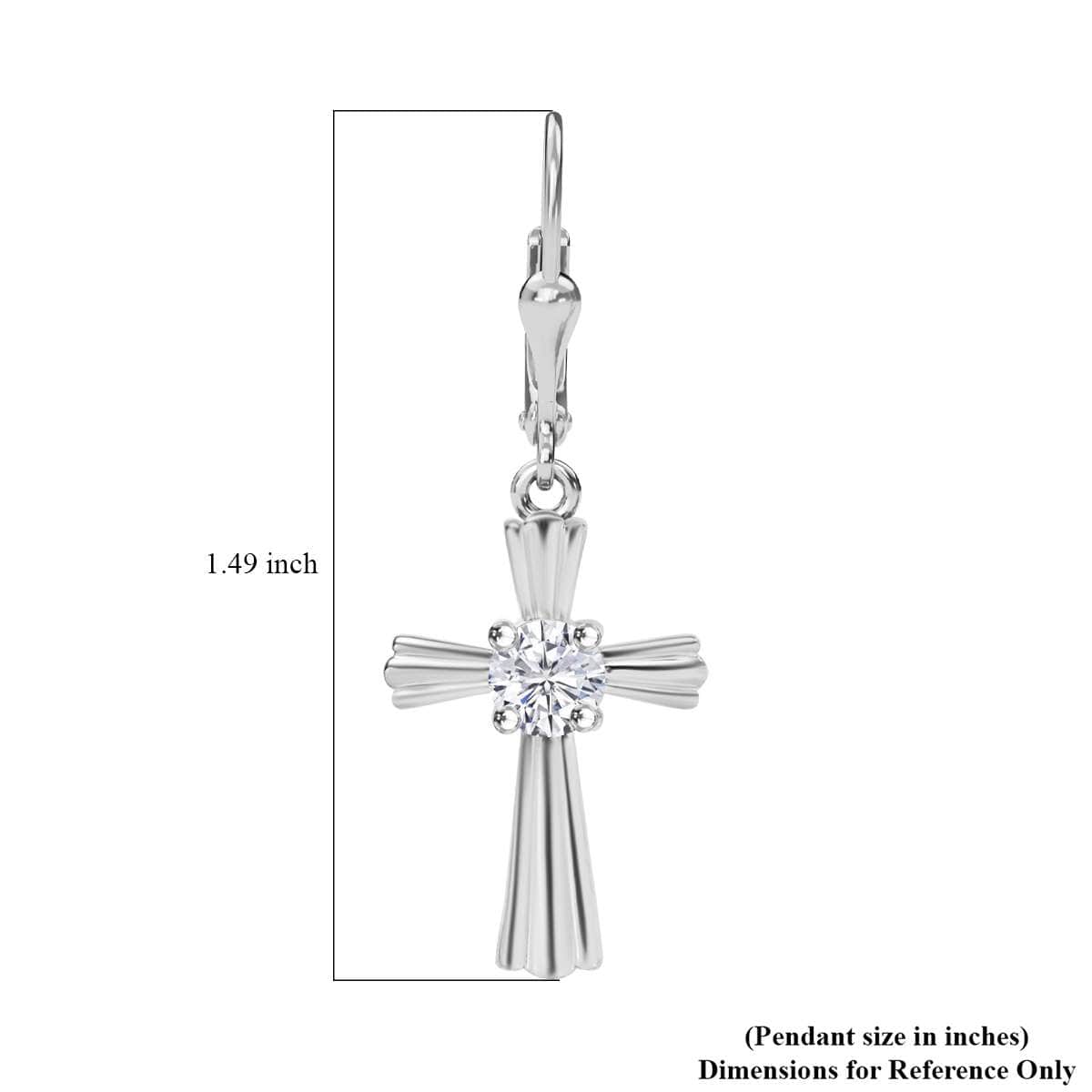 Moissanite 0.90 ctw Cross Lever Back Earrings in Rhodium Over Sterling Silver image number 6