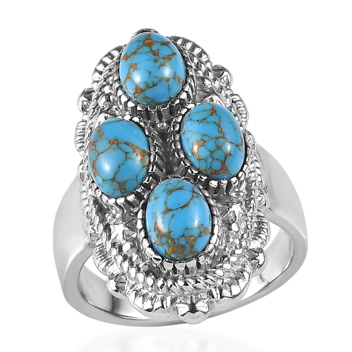 Mojave Blue Turquoise 3.35 ctw Ring in Stainless Steel (Size 10.0) image number 0