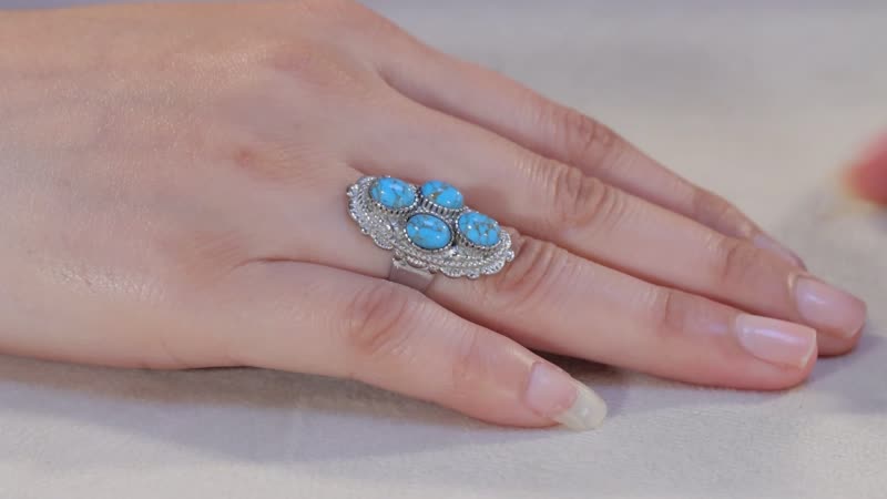 Mojave Blue Turquoise Ring in Stainless Steel (Size 7.0) 3.35 ctw