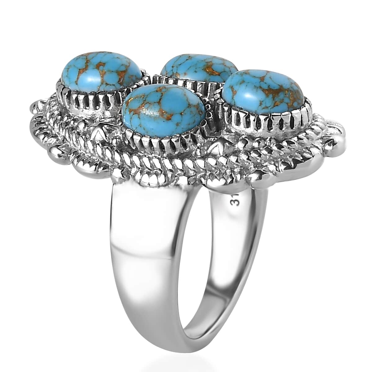 Mojave Blue Turquoise 3.35 ctw Ring in Stainless Steel (Size 10.0) image number 3