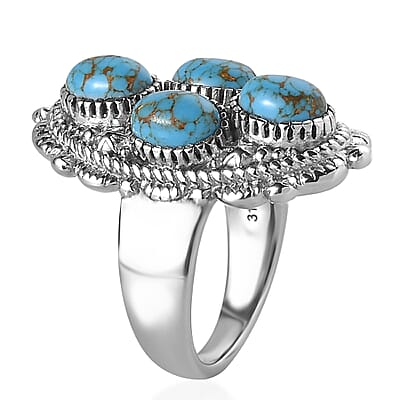Mojave Blue Turquoise 3.35 ctw Ring in Stainless Steel (Size 10.0)