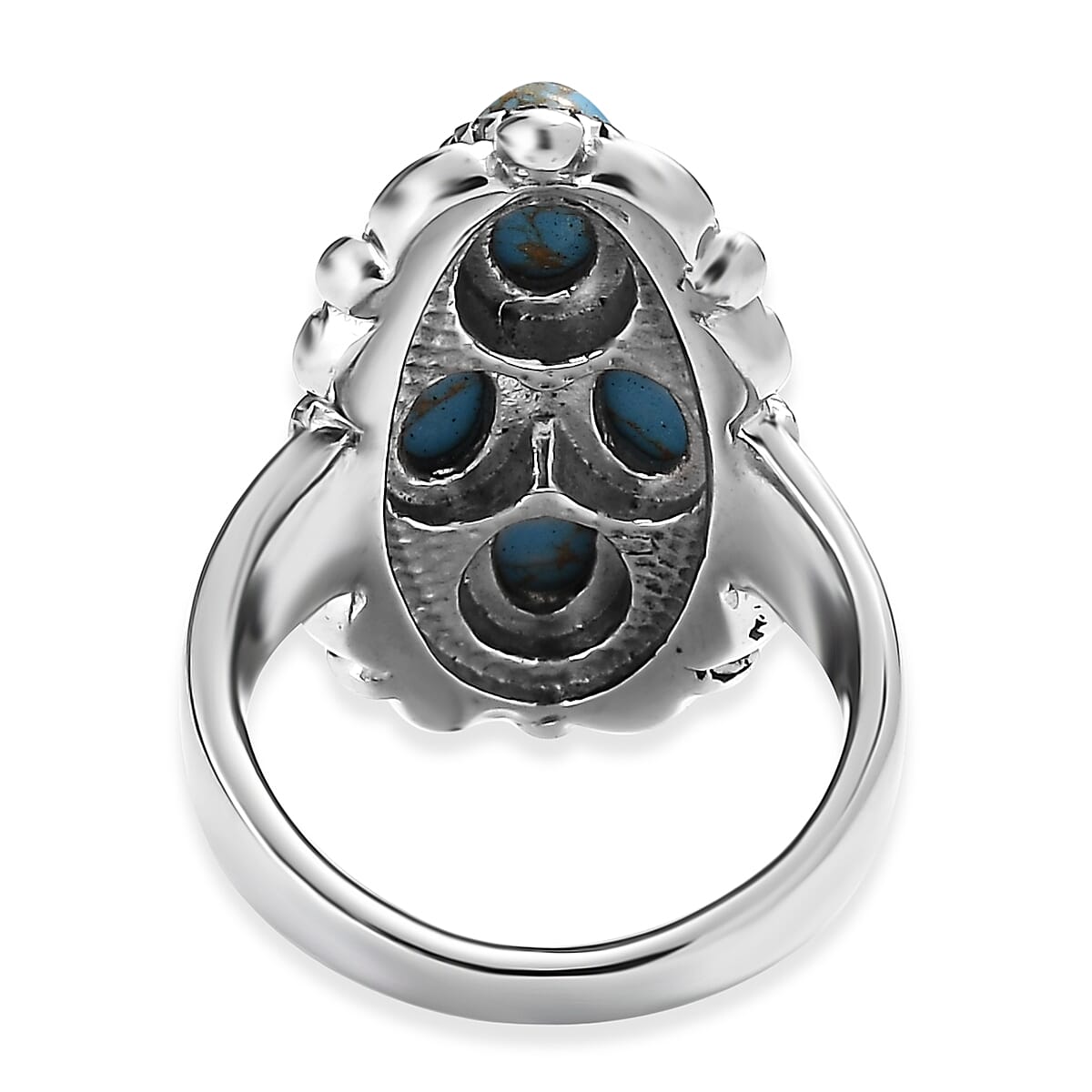 Mojave Blue Turquoise 3.35 ctw Ring in Stainless Steel (Size 10.0)