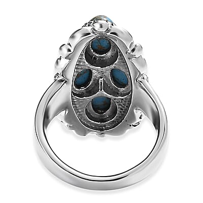 Mojave Blue Turquoise 3.35 ctw Ring in Stainless Steel (Size 10.0)