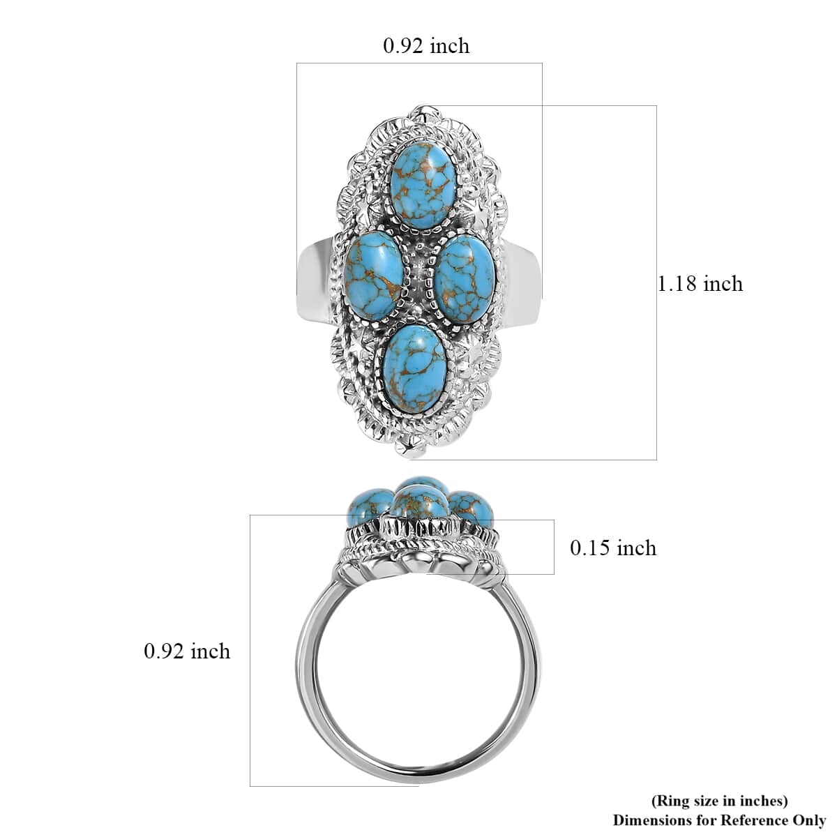 Mojave Blue Turquoise 3.35 ctw Ring in Stainless Steel (Size 10.0) image number 5