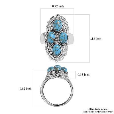 Mojave Blue Turquoise 3.35 ctw Ring in Stainless Steel (Size 10.0)