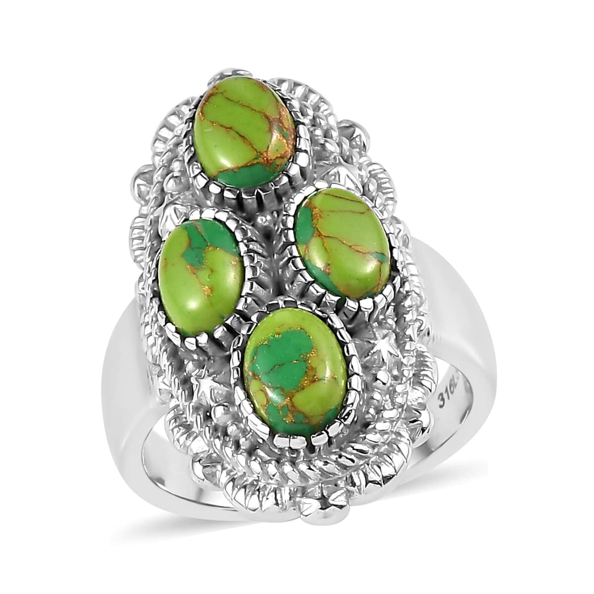 Mojave Green Turquoise 2.90 ctw Ring in Stainless Steel (Size 7.0) image number 0