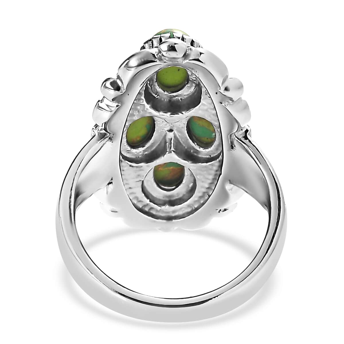 Mojave Green Turquoise 2.90 ctw Ring in Stainless Steel (Size 7.0) image number 4