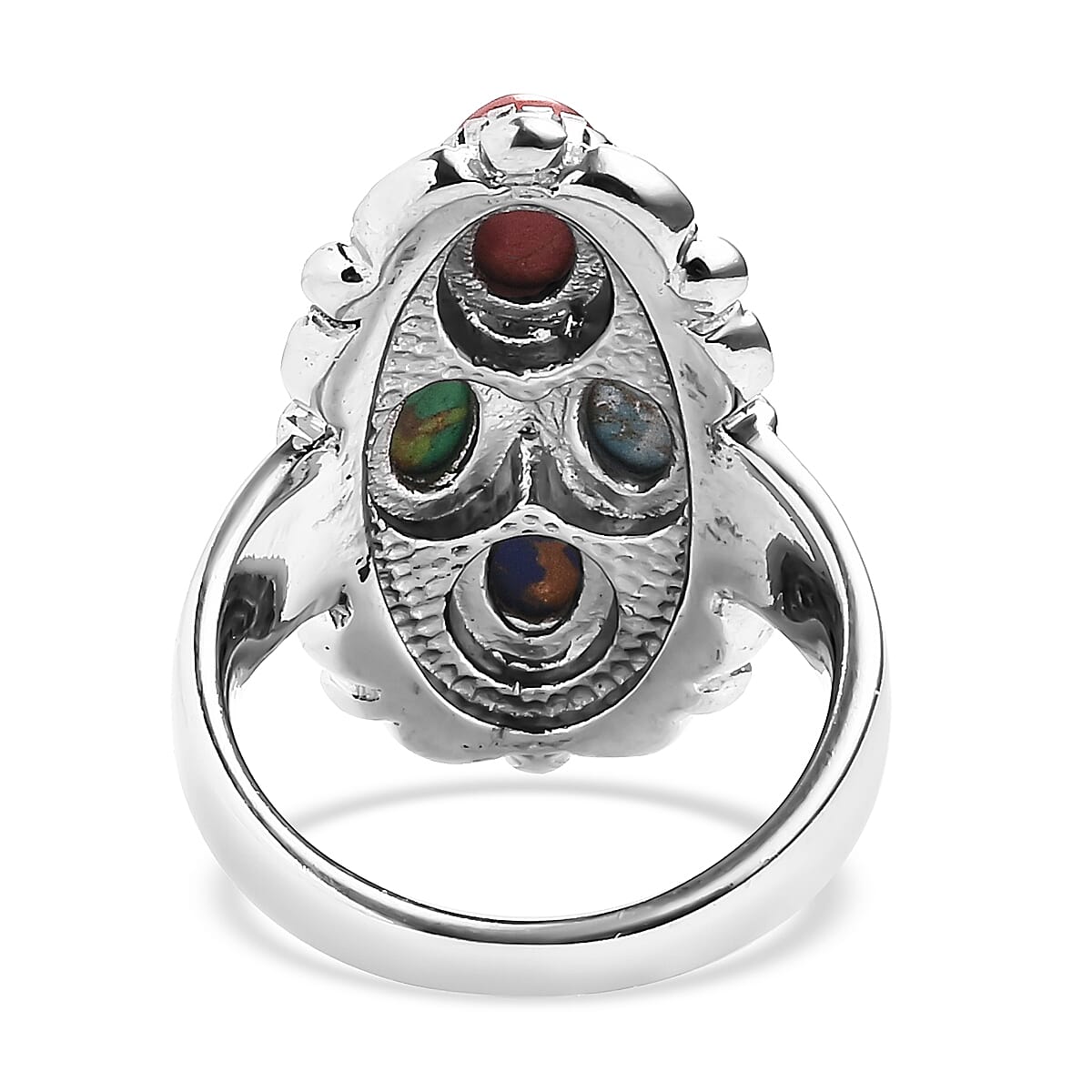 Mojave Multi Turquoise 3.25 ctw Ring in Stainless Steel (Size 11.0) image number 4