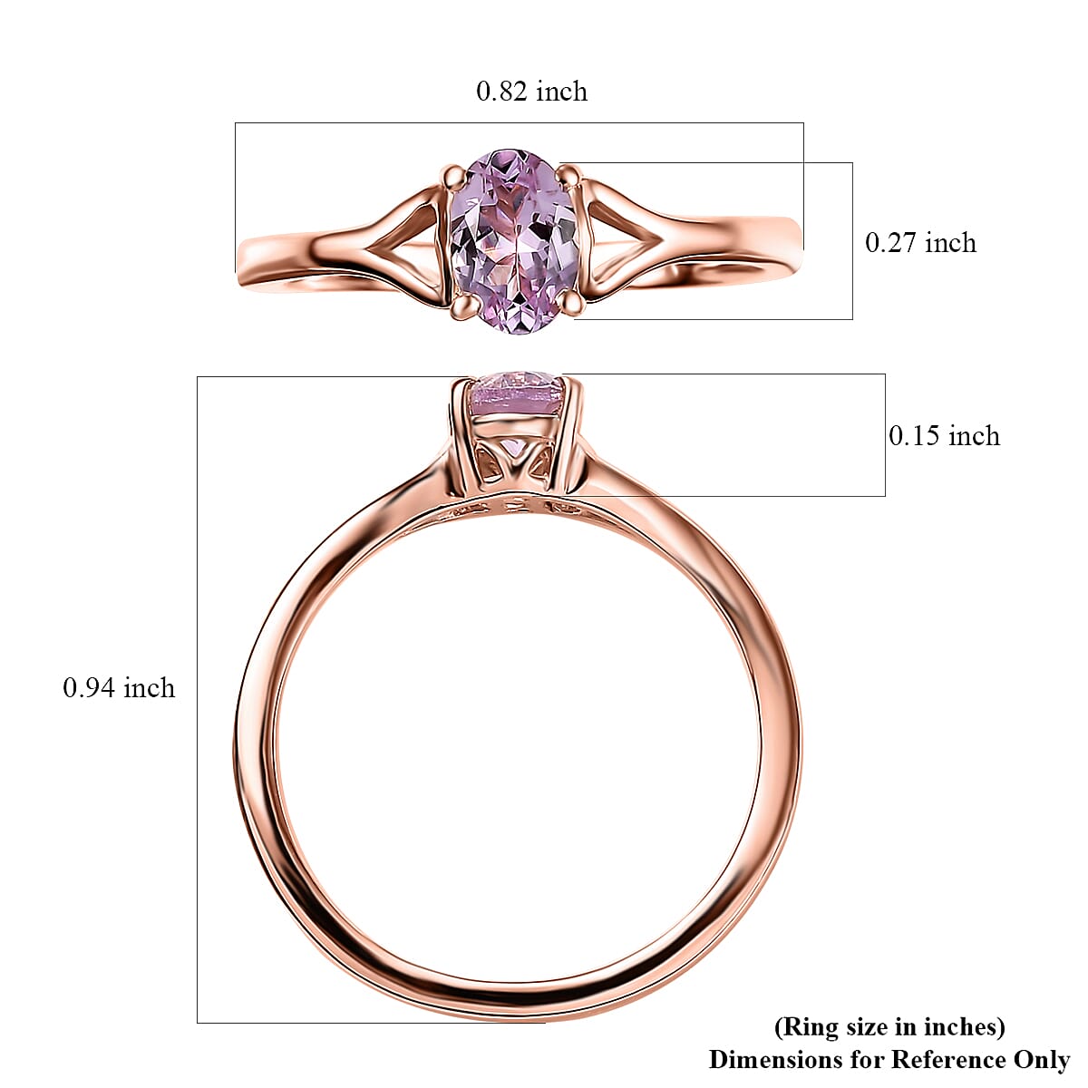 Martha Rocha Kunzite 0.75 ctw Heart Shank Ring in 18K Vermeil Rose Gold Over Sterling Silver (Size 10.0)