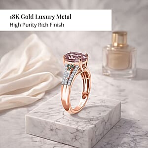 Certified & Appraised Iliana AAA Pink Morganite, Paraiba Tourmaline and G-H SI Diamond 2.90 ctw Ring in 18K Rose Gold (Size 6.0)
