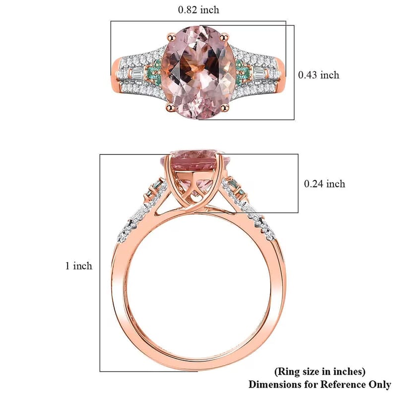 Certified & Appraised Iliana AAA Pink Morganite, Paraiba Tourmaline and G-H SI Diamond 2.90 ctw Ring in 18K Rose Gold (Size 6.0)