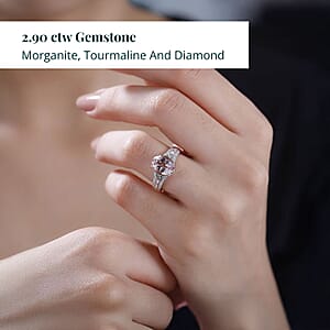 Certified & Appraised Iliana AAA Pink Morganite, Paraiba Tourmaline and G-H SI Diamond 2.90 ctw Ring in 18K Rose Gold (Size 8.0)