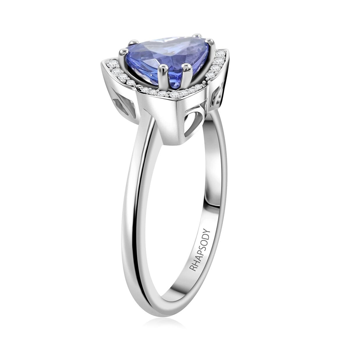 Certified & Appraised Rhapsody AAAA Tanzanite and E-F VS Diamond 1.50 ctw Ring in 950 Platinum (Size 8.0) 5.85 Grams image number 3