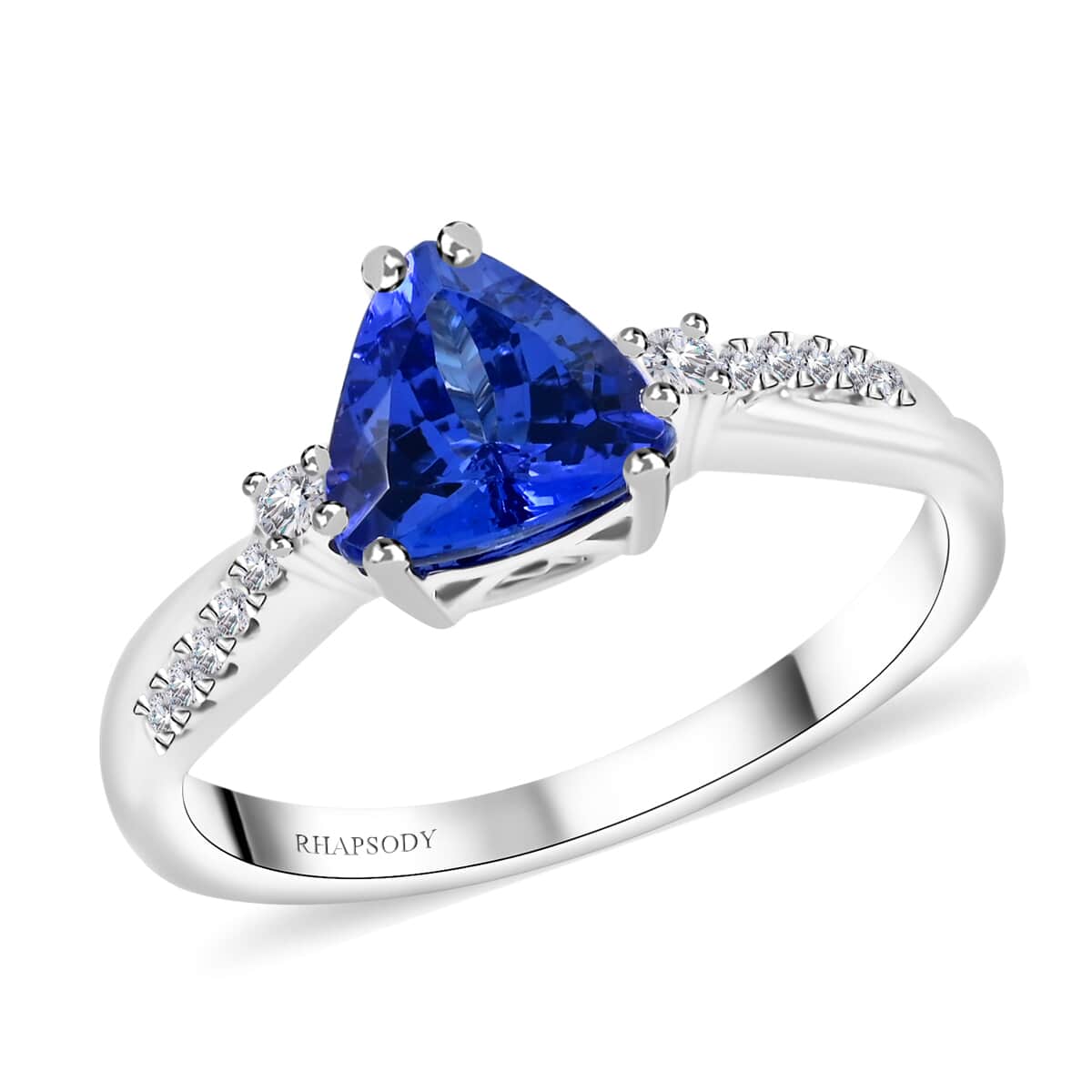 Certified & Appraised Rhapsody AAAA Tanzanite and E-F VS Diamond 1.35 ctw Ring in 950 Platinum 5 Grams image number 0