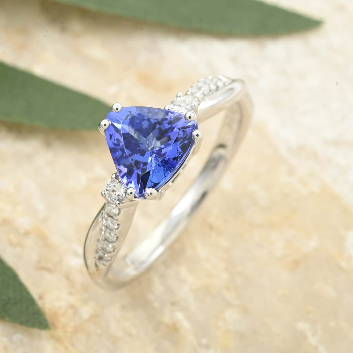 Certified & Appraised Rhapsody AAAA Tanzanite and E-F VS Diamond 1.35 ctw Ring in 950 Platinum 5 Grams image number 1