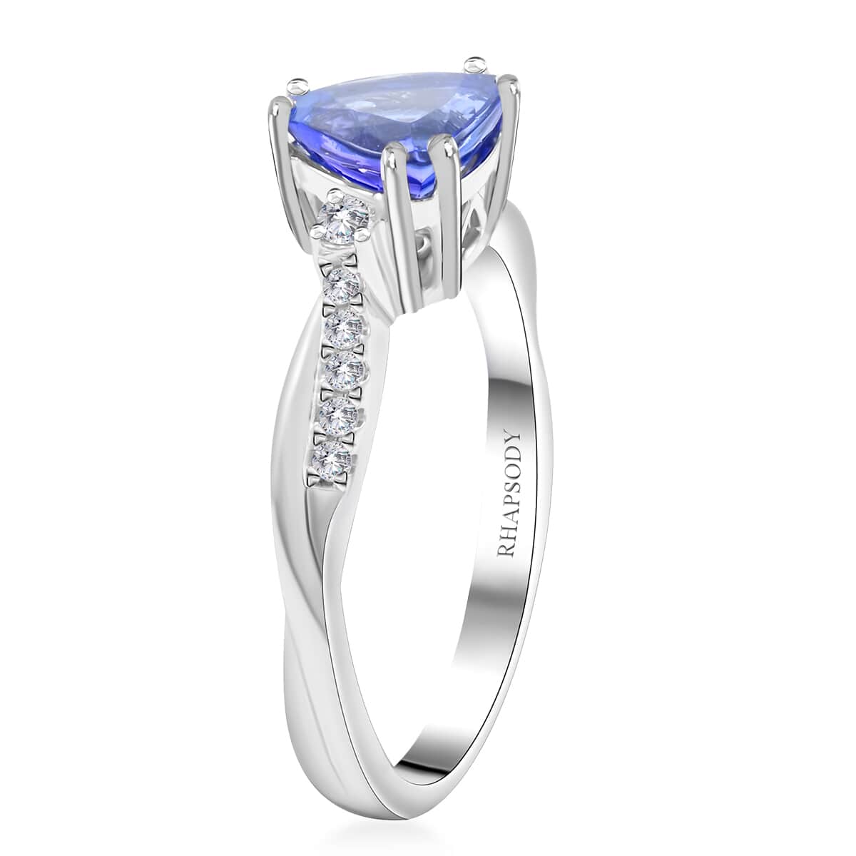 Certified & Appraised Rhapsody AAAA Tanzanite and E-F VS Diamond 1.35 ctw Ring in 950 Platinum 5 Grams image number 3