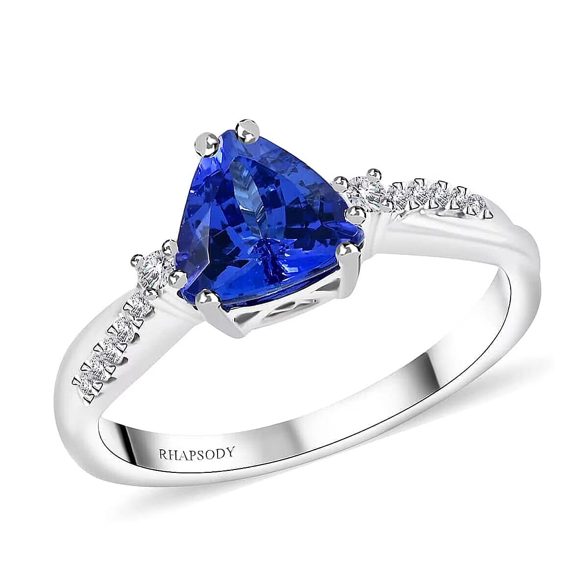 Certified & Appraised Rhapsody AAAA Tanzanite and E-F VS Diamond 1.35 ctw Ring in 950 Platinum (Size 9.5) 5 Grams image number 0