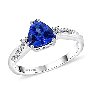 Certified & Appraised Rhapsody AAAA Tanzanite and E-F VS Diamond 1.35 ctw Ring in 950 Platinum (Size 9.5) 5 Grams