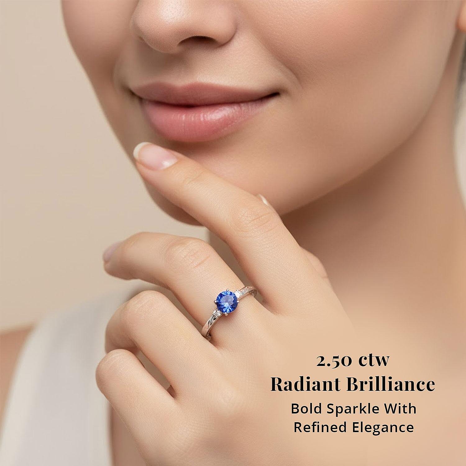 Certified & Appraised Rhapsody AAAA Tanzanite and E-F VS Diamond 2.50 ctw Ring in 950 Platinum (Size 10.0) 7.30 Grams