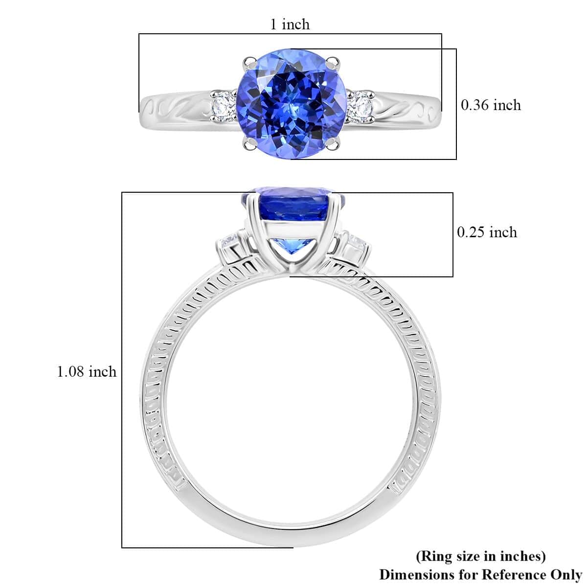 Certified & Appraised Rhapsody AAAA Tanzanite and E-F VS Diamond 2.50 ctw Ring in 950 Platinum (Size 10.0) 7.30 Grams image number 4