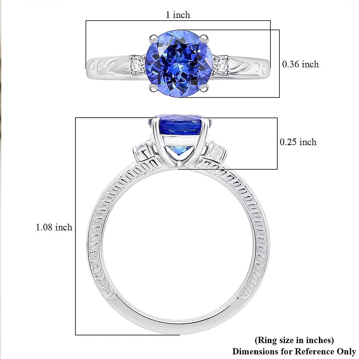 Certified & Appraised Rhapsody AAAA Tanzanite and E-F VS Diamond 2.50 ctw Ring in 950 Platinum (Size 10.0) 7.30 Grams image number 6