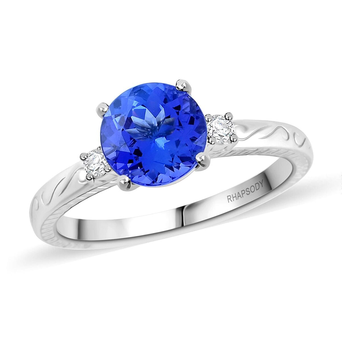 Certified & Appraised Rhapsody AAAA Tanzanite and E-F VS Diamond 2.50 ctw Ring in 950 Platinum (Size 6.0) 7.30 Grams image number 0