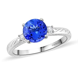Certified & Appraised Rhapsody AAAA Tanzanite and E-F VS Diamond 2.50 ctw Ring in 950 Platinum (Size 6.0) 7.30 Grams