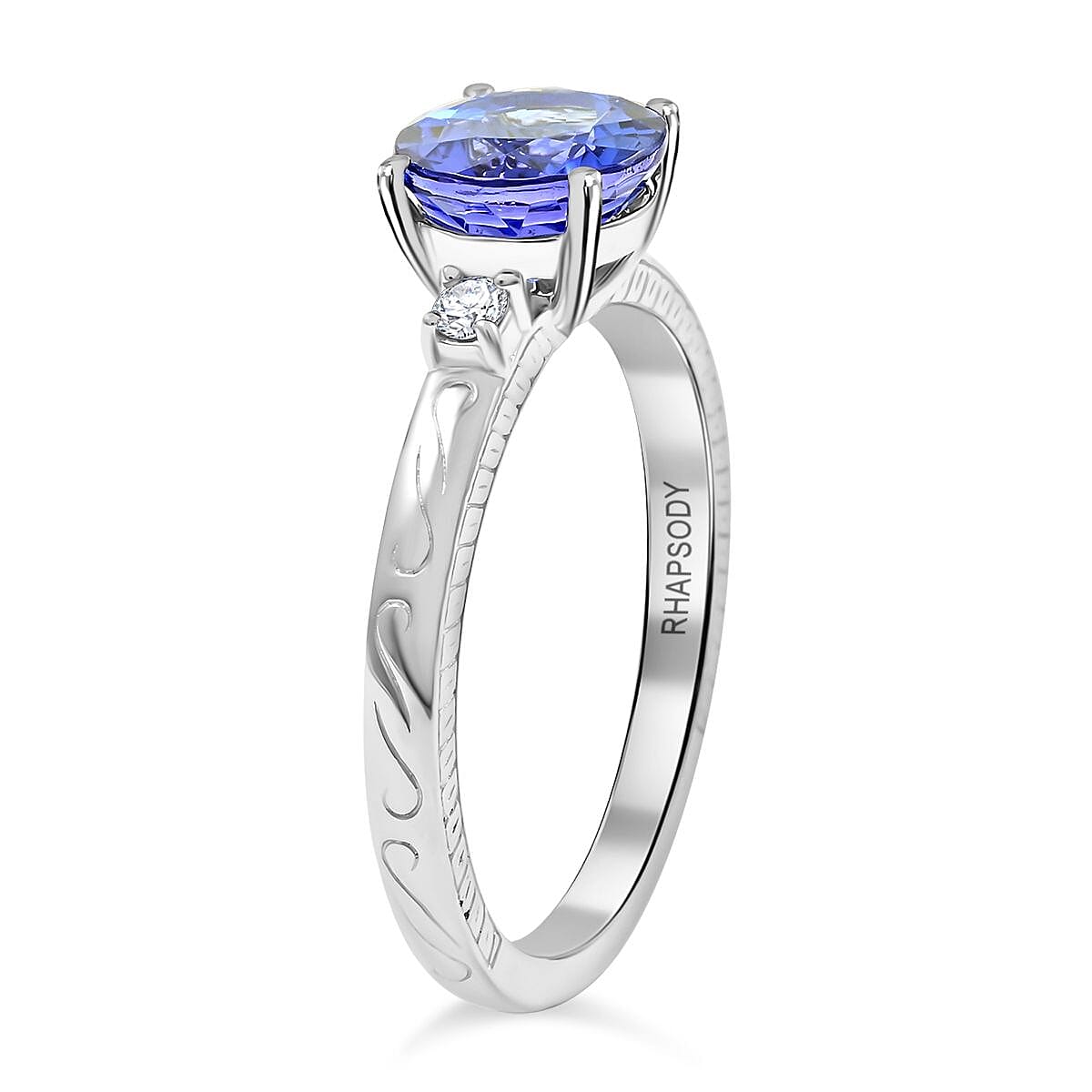 Certified & Appraised Rhapsody AAAA Tanzanite and E-F VS Diamond 2.50 ctw Ring in 950 Platinum (Size 6.0) 7.30 Grams image number 3