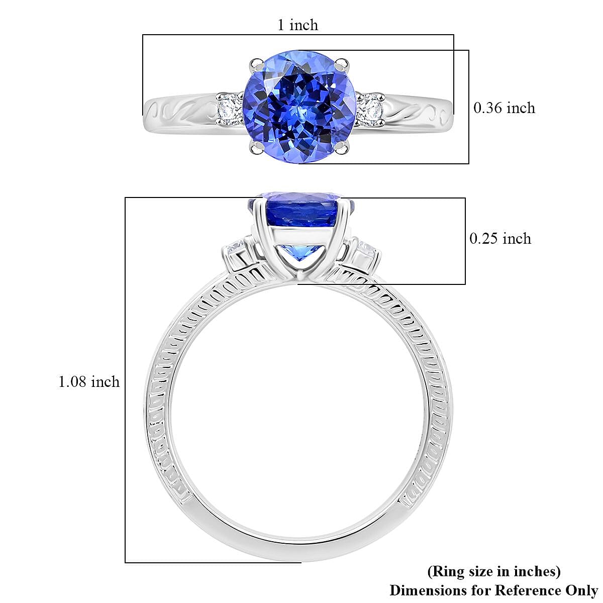 Certified & Appraised Rhapsody AAAA Tanzanite and E-F VS Diamond 2.50 ctw Ring in 950 Platinum (Size 6.0) 7.30 Grams image number 4