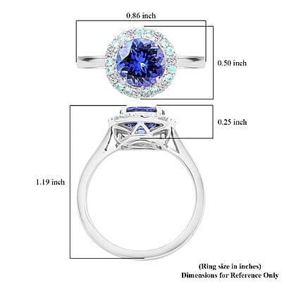 Certified & Appraised Rhapsody AAAA Tanzanite, Paraiba Tourmaline and E-F VS Diamond 2.15 ctw Ring in 950 Platinum (Size 11.0) 6.35 Grams