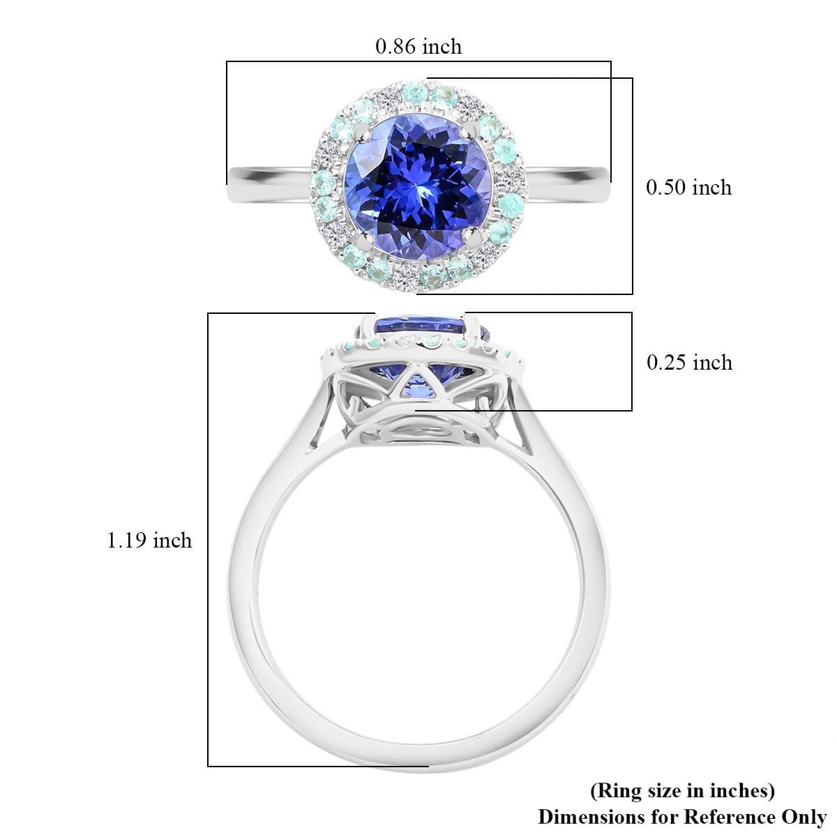 Certified & Appraised Rhapsody AAAA Tanzanite, Paraiba Tourmaline and E-F VS Diamond 2.15 ctw Ring in 950 Platinum (Size 7.0) 6.35 Grams image number 5