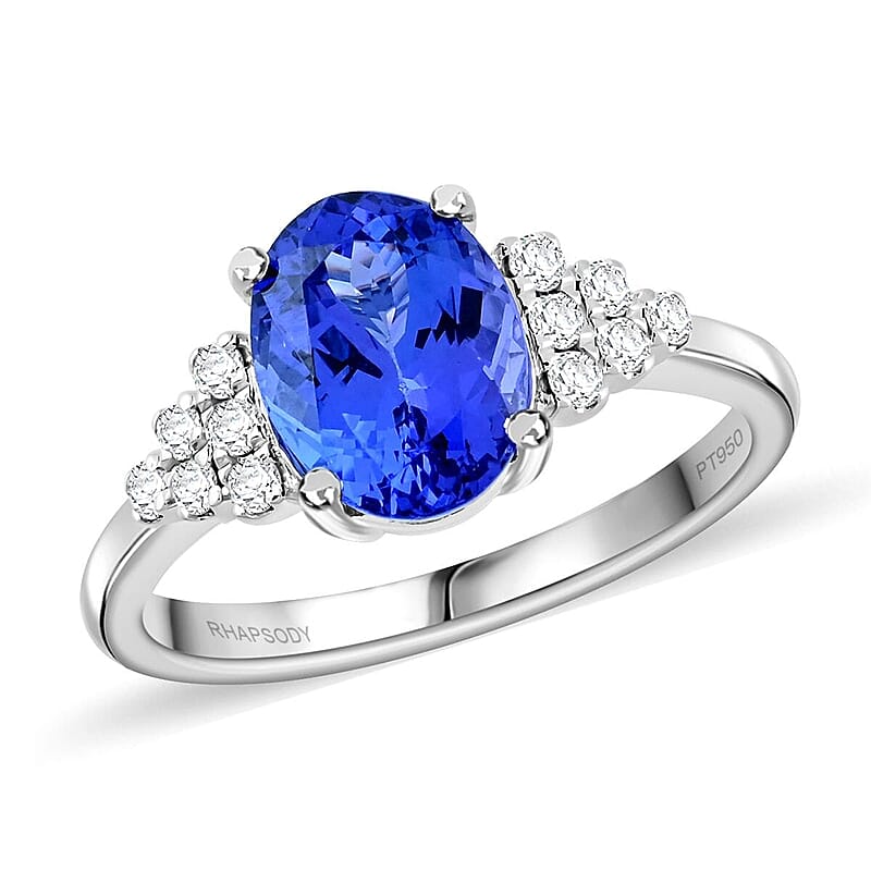 Certified & Appraised Rhapsody AAAA Tanzanite and E-F VS Diamond 2.50 ctw Ring in 950 Platinum (Size 10.0) 5.75 Grams