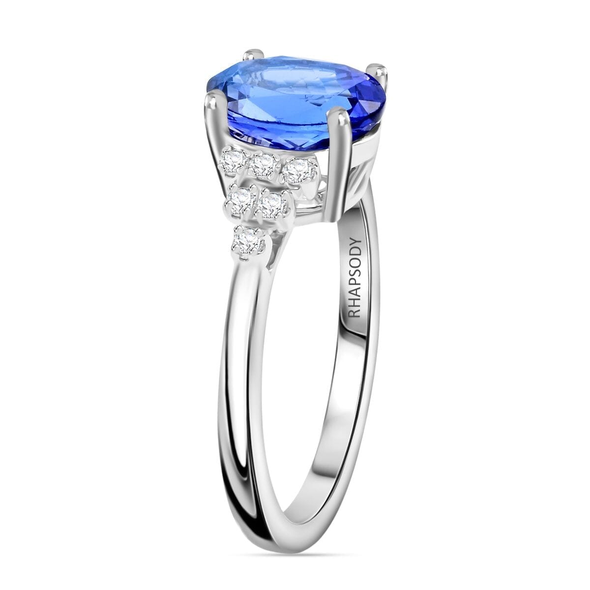 Certified & Appraised Rhapsody AAAA Tanzanite and E-F VS Diamond 2.50 ctw Ring in 950 Platinum (Size 5.5) 5.75 Grams image number 3