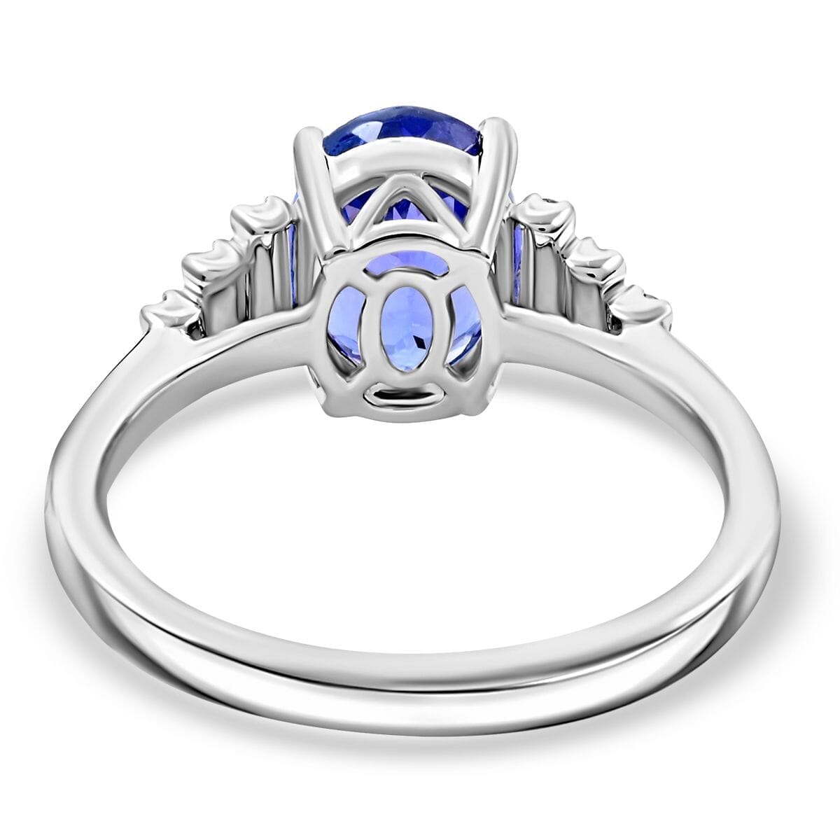 Certified & Appraised Rhapsody AAAA Tanzanite and E-F VS Diamond 2.50 ctw Ring in 950 Platinum (Size 5.5) 5.75 Grams image number 4