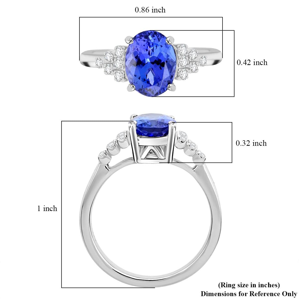 Certified & Appraised Rhapsody AAAA Tanzanite and E-F VS Diamond 2.50 ctw Ring in 950 Platinum (Size 6.0) 5.75 Grams image number 5