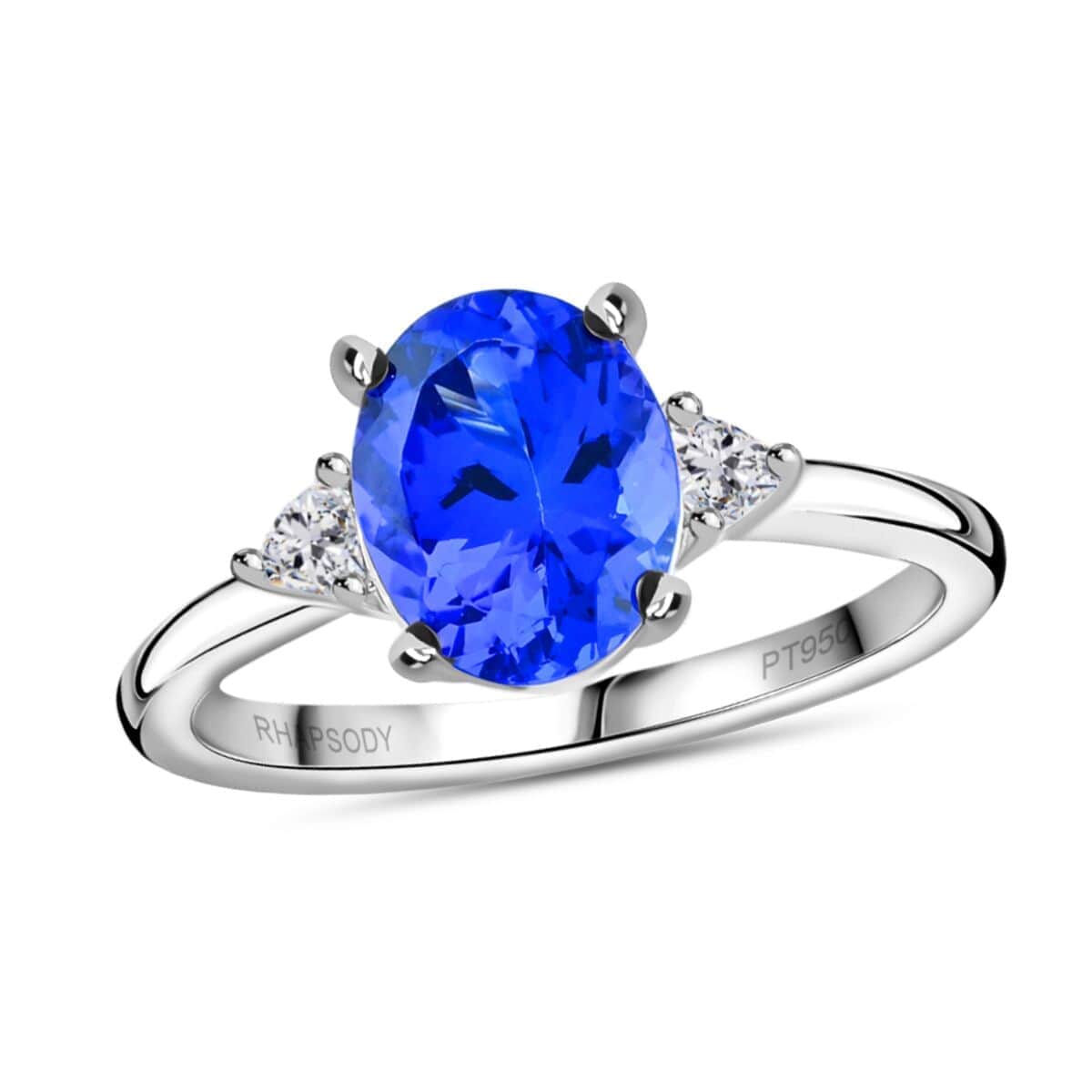 Certified & Appraised Rhapsody AAAA Tanzanite and E-F VS Diamond 2.75 ctw Ring in 950 Platinum (Size 10.0) 5.20 Grams image number 0