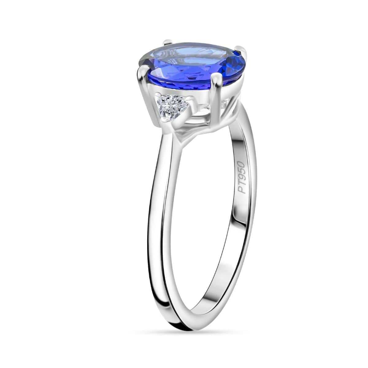 Certified & Appraised Rhapsody AAAA Tanzanite and E-F VS Diamond 2.75 ctw Ring in 950 Platinum (Size 6.0) 5.20 Grams image number 3