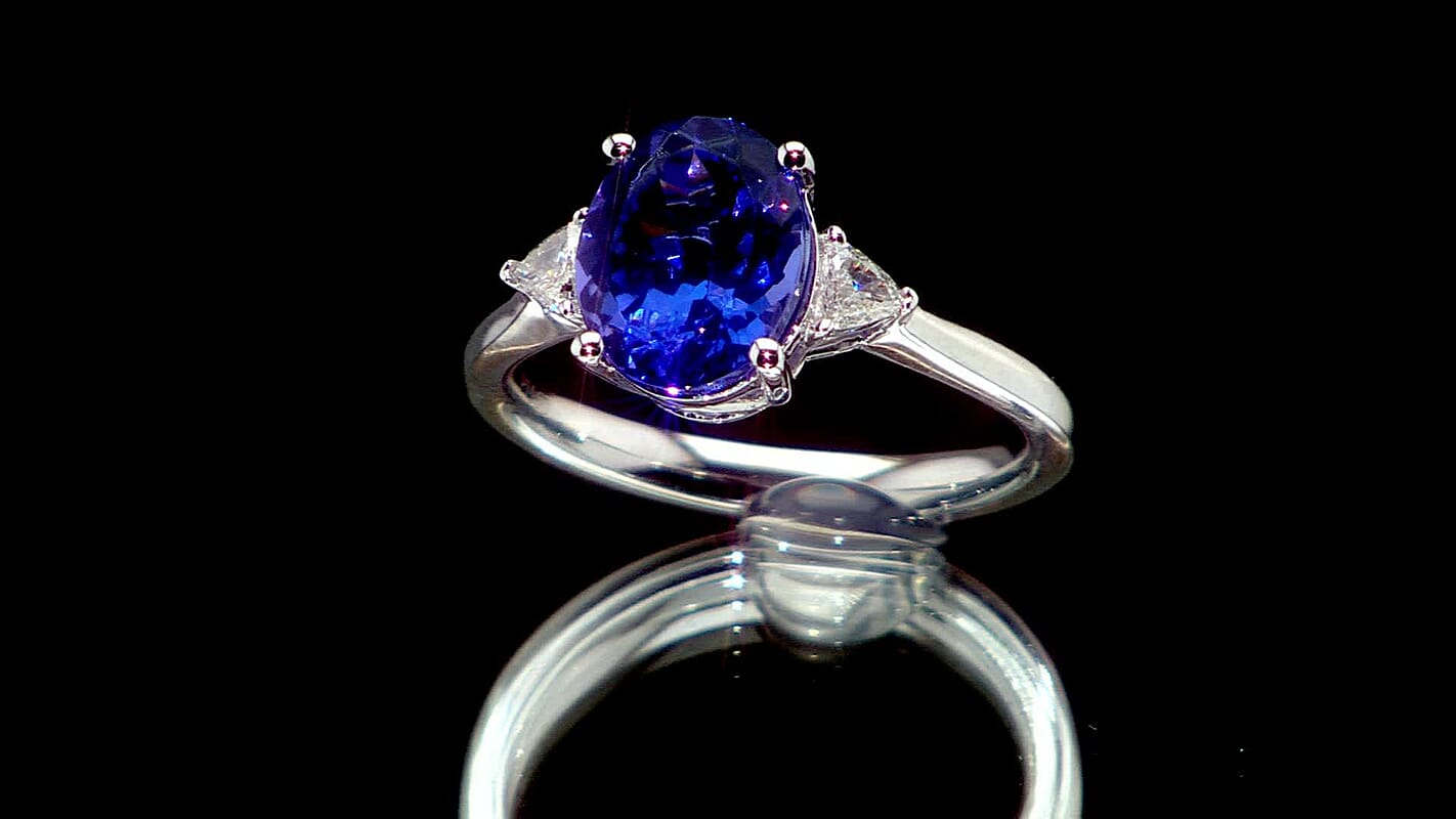 Certified & Appraised Rhapsody AAAA Tanzanite and E-F VS Diamond 2.75 ctw Ring in 950 Platinum (Size 6.0) 5.20 Grams