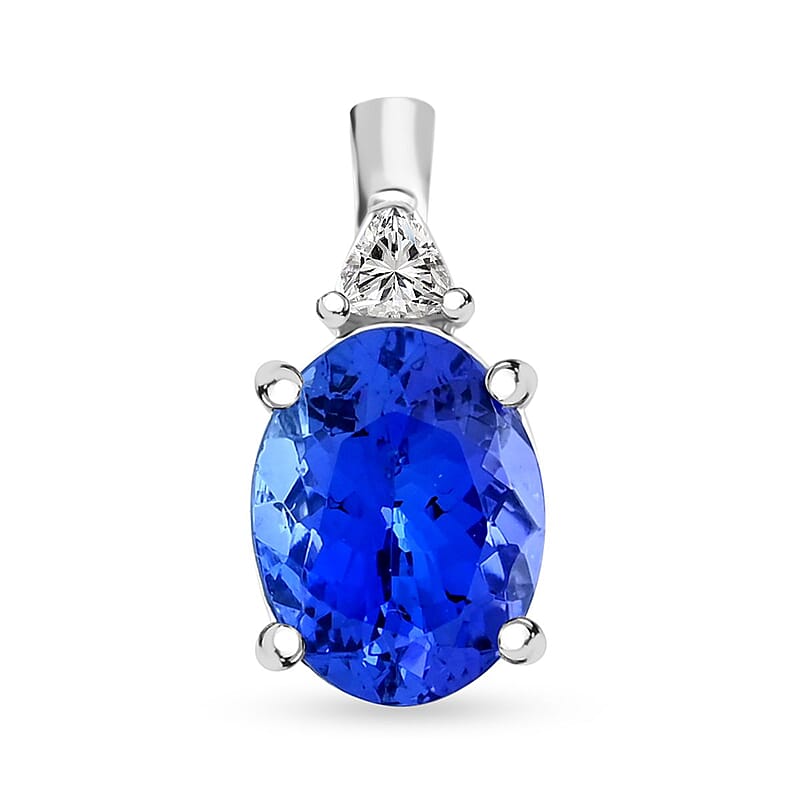 Certified & Appraised Rhapsody AAAA Tanzanite and E-F VS Diamond 2.65 ctw Pendant in 950 Platinum