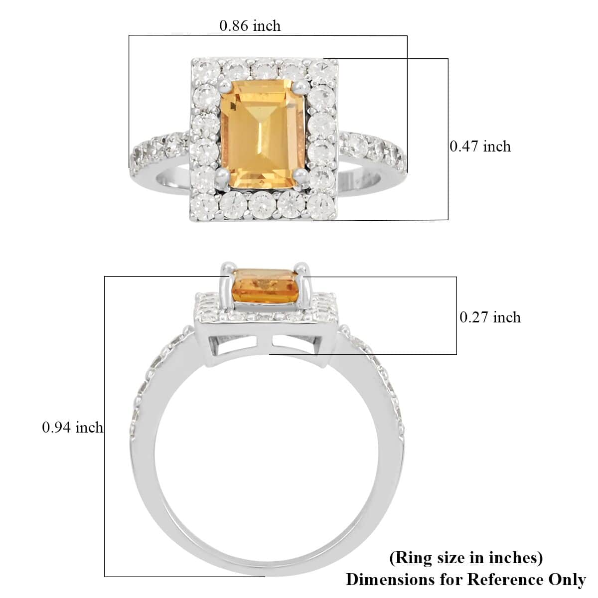 Lab Created Yellow Sapphire and Simulated Diamond 2.50 ctw Ring in Silvertone (Size 10.0) image number 4