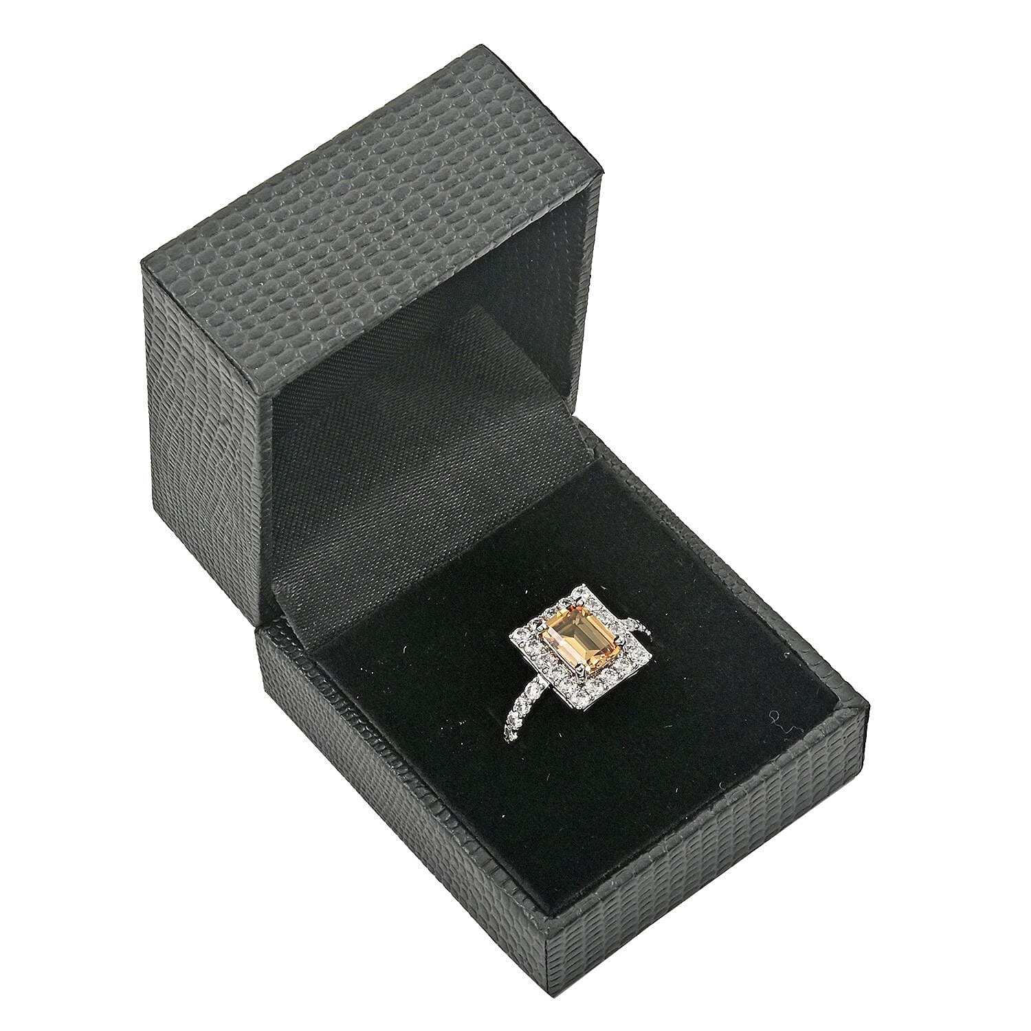 Lab Created Yellow Sapphire and Simulated Diamond 2.50 ctw Ring in Silvertone (Size 10.0)