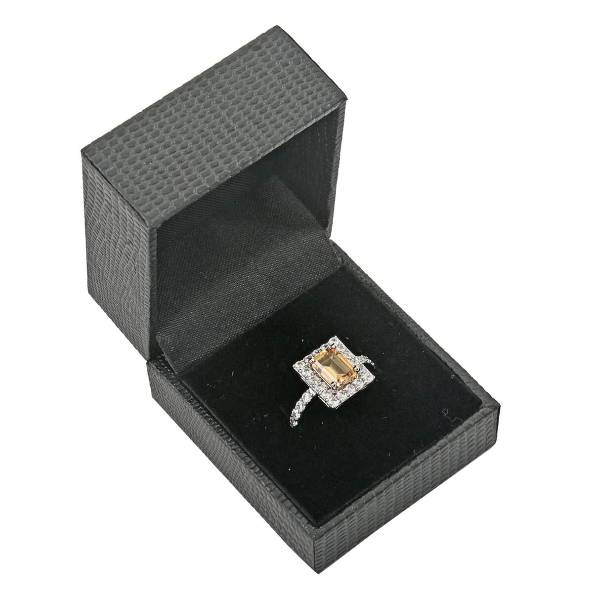 Lab Created Yellow Sapphire and Simulated Diamond 2.50 ctw Ring in Silvertone (Size 10.0) image number 5