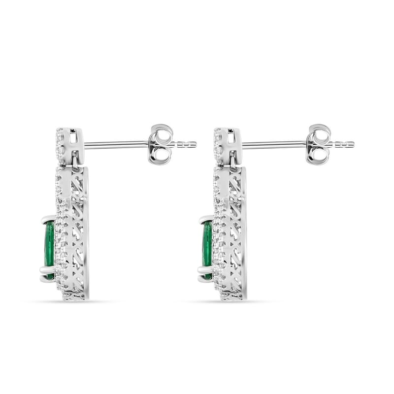 Lab Created Green Quartz and Simulated Diamond 2.75 ctw Drop Earrings in Silvertone