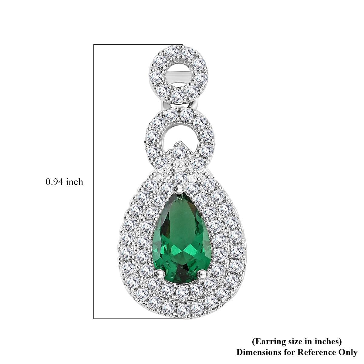 Lab Created Green Quartz and Simulated Diamond 2.75 ctw Drop Earrings in Silvertone