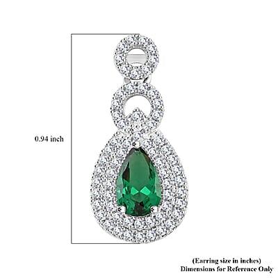 Lab Created Green Quartz and Simulated Diamond 2.75 ctw Drop Earrings in Silvertone
