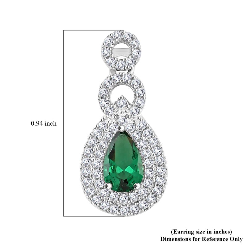 Lab Created Green Quartz and Simulated Diamond 2.75 ctw Drop Earrings in Silvertone