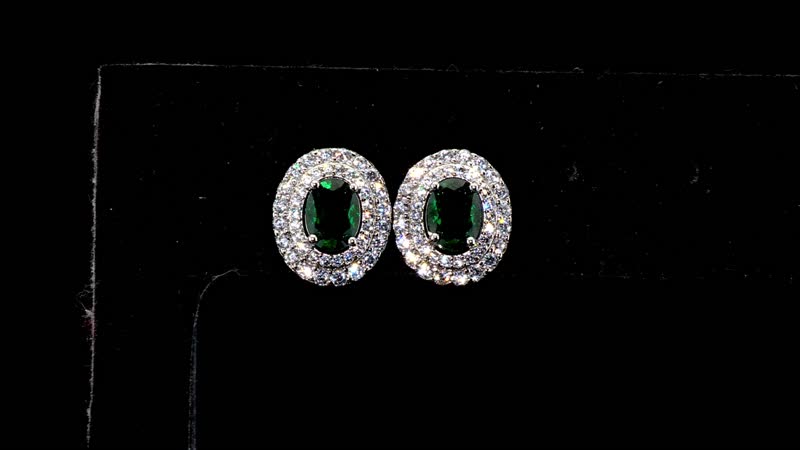 Lab Created Green Quartz and Simulated Diamond 2.90 ctw Earrings in Silvertone